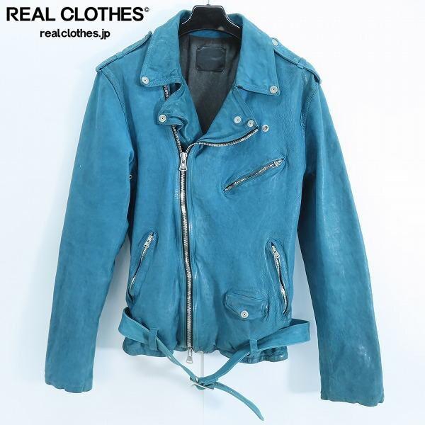 実際に弊社で買取させて頂いた☆ISAMU KATAYAMA BACKLASH/バックラッシュ ジャパンショルダー 先染め製品洗い ダブルライダース ターコイズ 1773-07