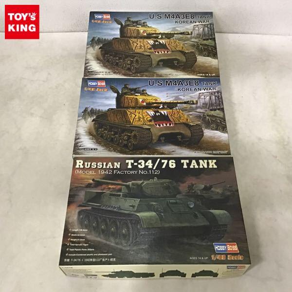 1円〜 ホビーボス 1/48 T-34/76 1942年製 No.112 M4A3E8 シャーマン 朝鮮戦争