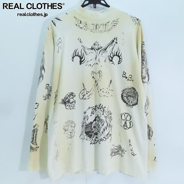 実際に弊社で買取させて頂いた☆BALENCIAGA /バレンシアガ 24SS Tattoo Distressed 総柄プリント クルーネック長袖Tシャツカットソー 790365 TQVR1/2