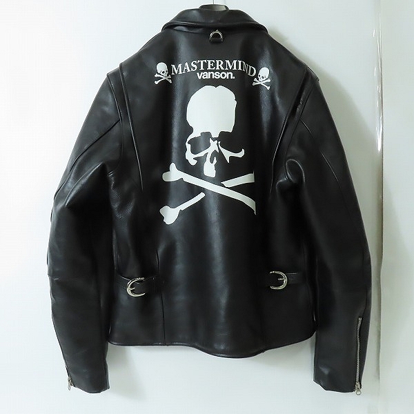 高価買取アイテムのMASTERMIND WORLD×VANSON/マスターマインド×バンソン 17AW 背面スカル ロゴ プリント ライダース MWVP17-BL001-1 の買取上限価格は105,000円
