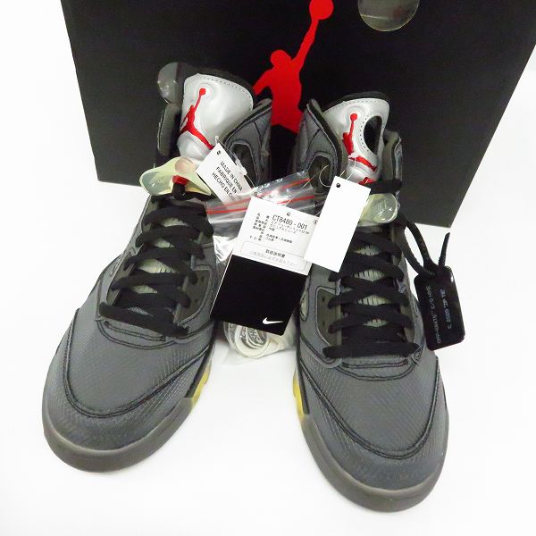 高価買取アイテムのOFF-WHITE×NIKE/オフホワイト×ナイキ AIR JORDAN 5 RETRO エアジョーダン5 CT8480-001 の買取上限価格は43,000円